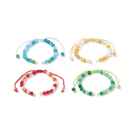 Gradient Color Faceted Glass Beaded Braided Bracelets AJEW-JB01148-1