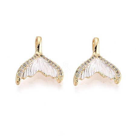 Spray Painted Brass Pave Cubic Zirconia Pendants KK-T072-32G-1