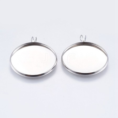 Tarnish Resistant 304 Stainless Steel Pendant Cabochon Settings LS-STAS-I069-37-25MM-1