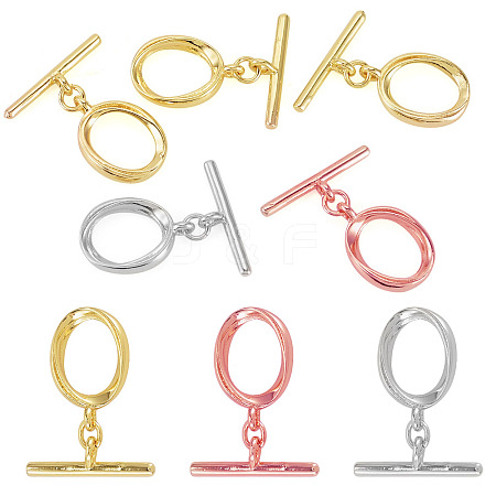 5Pcs Oval Brass Toggle Clasps KK-TADJ0001-24-1