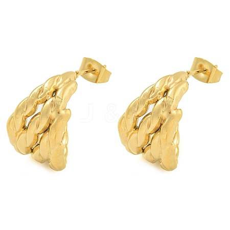 PVD Vacuum Plating 304 Stainless Steel Stud Earrings for Women EJEW-S227-34G-1