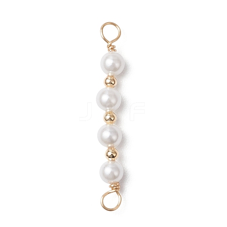 Round Shell Pearl Beaded Connector Charms PALLOY-JF03704-1