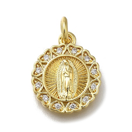 Brass Micro Pave Clear Cubic Zirconia Pendants ZIRC-I070-031G-1