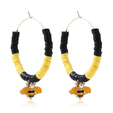 Bohemia Style Colorful Clay Beads Hoop Earrings JF2291-5-1