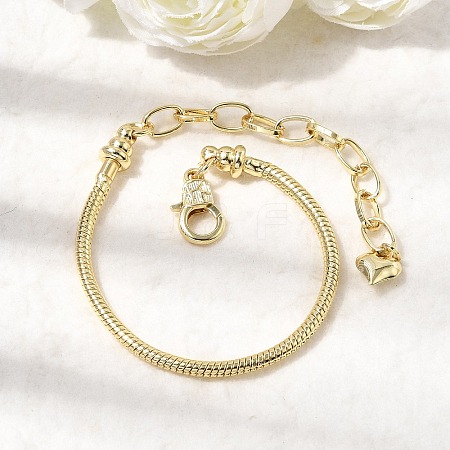 Brass Snake Chain Bracelets for Women BJEW-H639-08G-1