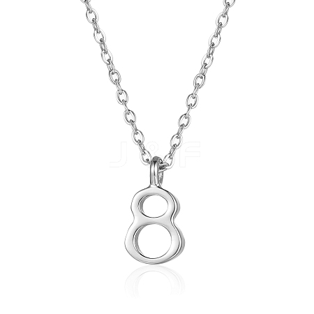 Stainless Steel Number 8 Pendant Necklaces for Women GN8119-2-1