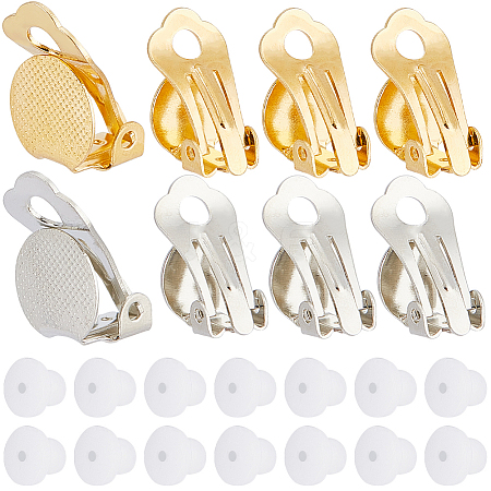 SOFPLATE 60Pcs 2 Colors Brass Clip-on Earring Settings KK-SP0001-11-1