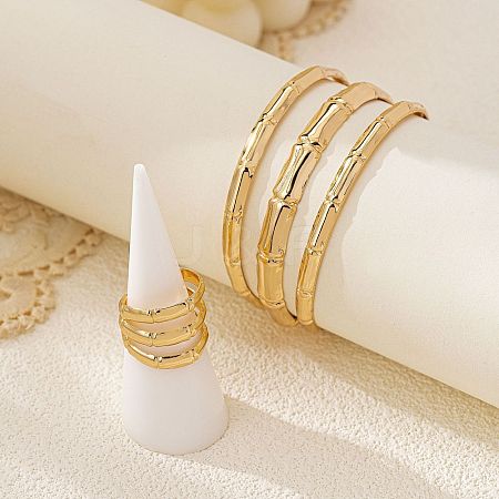 Bamboo Joint Alloy Cuff Bangle & Cuff Rings Sets FS-WG990BE-01-1