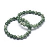 Natural Green Spot Jasper Bead Stretch Bracelets BJEW-K212-B-017-8