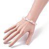 Natural Rose Quartz Chips & Pearl Stretch Bracelet for Women BJEW-JB07654-03-3