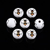Bees Theme Printed Wooden Beads WOOD-D006-05-3