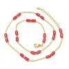 Brass Enamel Column Link Chain Necklaces NJEW-H039-05G-01-2