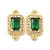 Brass Pave Clear & Green Cubic Zirconia Connector Charms KK-P275-45G-1