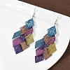 430 Stainless Steel Rhombus Dangle Earrings EJEW-A137-01P-03-3