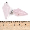 Natural Rose Quartz Gemstone Pointed Pendants G-K384-01P-02-3