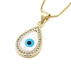 Brass Micro Pave Clear Cubic Zirconia Evil Eye Pendant Necklaces for Women NJEW-M009-04G-B-1