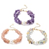 3Pcs Natural Fluorite & Sunstone & Amethyst Chip Beaded Bracelets for Women BJEW-JB12306-2