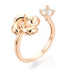 Windmill Brass Micro Pave Clear Cubic Zirconia Cuff Ring Settings KK-T076-36-1