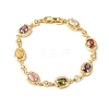 Oval Brass Micro Pave Cubic Zirconia Link Chain Bracelets for Women BJEW-D387-04G-06-4