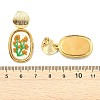 304 Stainless Steel & Cloth Embroidery Stud Dangle Earrings EJEW-JE07298-03-5