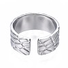 Non-Tarnish 304 Stainless Steel Textured Open Cuff Ring RJEW-T023-38P-2