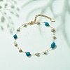 Natural Apatite & Pearl Beaded Anklet AJEW-AN00500-04-2