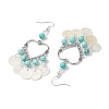 Heart Synthetic Turquoise & Capiz Shell Chandelier Earrings EJEW-TA00490-4