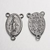 Holy Oval Carved Virgin Mary Tibetan Style Alloy Chandelier Component Links X-TIBEP-LF0961YKG-B-FF-1