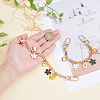 2Pcs 2 Colors Acrylic Heart & Alloy Enamel Pink and White Flower Pendant Alloy Cable Chain Bag Decorative Chains HJEW-BBC0001-35-3
