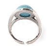 Oval Synthetic Turquoise Cuff Rings RJEW-B107-16AS-01-4