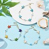 3Pcs 3 Color Glass Evil Eye & Synthetic Turquoise Starfish Link Chain Bracelets Set BJEW-TA00428-2