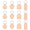 20Pcs 4 Styles Natural Wood Keychains HJEW-YW0001-10-1