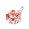 Glass Rhinestone with Acrylic Pearl Pendants PALLOY-MZ00251-02-3