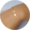Brass Flat Round with Letter Pattern Charm Bracelets FS-WG462DF-15-1