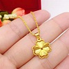 Brass Clover Pendant Box Chain Necklaces NJEW-P324-02G-1