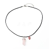 Natural Tiger Eye & Rose Quartz Double Terminated Pointed Pendants Necklaces Set for Couples Best Friends NJEW-JN03676-4