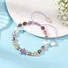 Natural Amethyst Faceted Cube Braided Bead Bracelets BJEW-JB14379-01-1