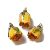 Preserved Rose with Golden Alloy Pendants FIND-M010-01C-1
