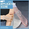 4Pcs 2 Styles Alloy Clear Rhinestone Anklets for Women AJEW-BBC0002-39-6