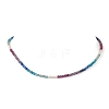 3MM Faceted Round Natural Apatite & Amethyst & Ruby & Kyanite & Natural Pearl Beaded Necklaces for Women NJEW-JN06277-2