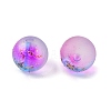 Frosted Spray Painted Glass Beads Strands GLAA-FS0001-18-3