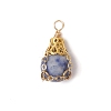 Natural Blue Spot Jasper Pendants PALLOY-JF03396-04-1
