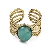 Oval Natural Amazonite Finger Rings RJEW-N046-07G-02-2