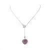 5Pcs 5 Style Natural Mixed Gemstone Heart Lariat Necklaces Set NJEW-JN04269-5