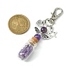 Glass Wishing Bottle with Natural Amethyst inside Pendant Decorations HJEW-JM01741-05-3