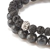 2Pcs 2 Style Natural Gemstone & Lava Rock Stretch Bracelets Set BJEW-JB08193-7