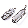 Natural Quartz Crystal Wire Wrapped Pointed Pendants G-T133-R02E-2