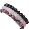 3Pcs 3 Styles Natural Mixed Gemstone Round Beaded Stretch Bracelets Set BJEW-JB10139-01-5