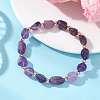 Natural Gemstone & Brass Beads Stretch Bracelets for Women BJEW-JB13414-3