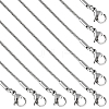 SUNNYCLUE 12Pcs 304 Stainless Steel Round Snake Chain Necklaces NJEW-SC0001-05-1